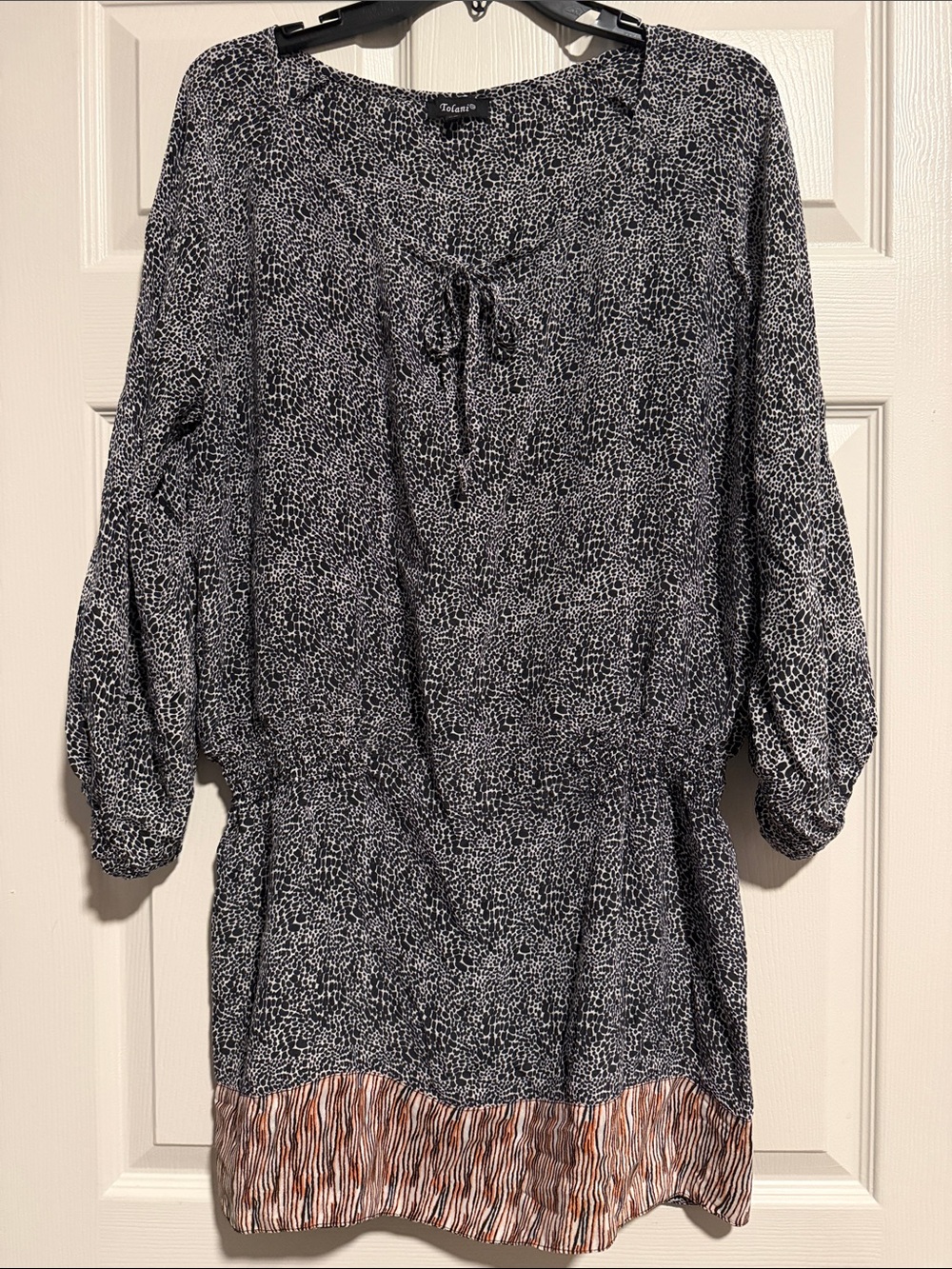 Tolani Rust Floral Long Sleeve Tiered Mini Dress